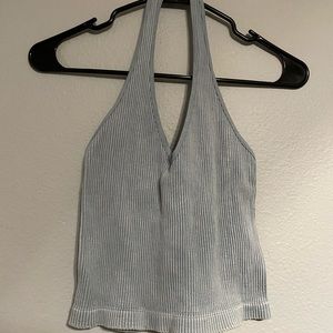 Textured halter crop top